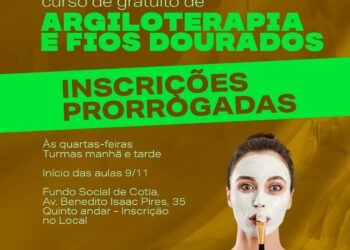 Inscrições abertas para as últimas vagas para os cursos gratuitos de Argiloterapia e Fios Dourados e de Reflexologia
