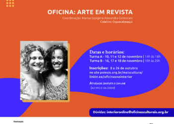 Em novembro tem oficinas gratuitas em parceria com Poesis