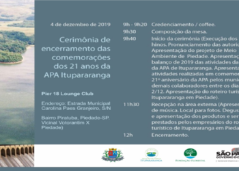 Cotia participará do encerramento da programação do 21º aniversário da APA Itupararanga em Piedade