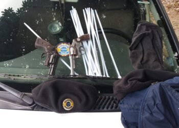 Durante abordagem GCM localiza duas armas de fogo dentro de veículo e prende suspeito
