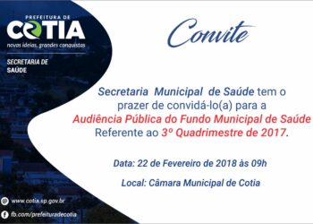 Dia 22/02 tem audiência pública da saúde na Câmara de Cotia   