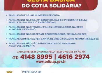 Famílias carentes de Cotia já podem se cadastrar para receber a cesta