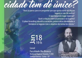 “Você sabe o que a sua cidade tem de único?” será o tema de palestra gratuita em Cotia
