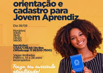Cotia terá atendimento, orientações e cadastro para vagas de jovem aprendiz no dia 28/09