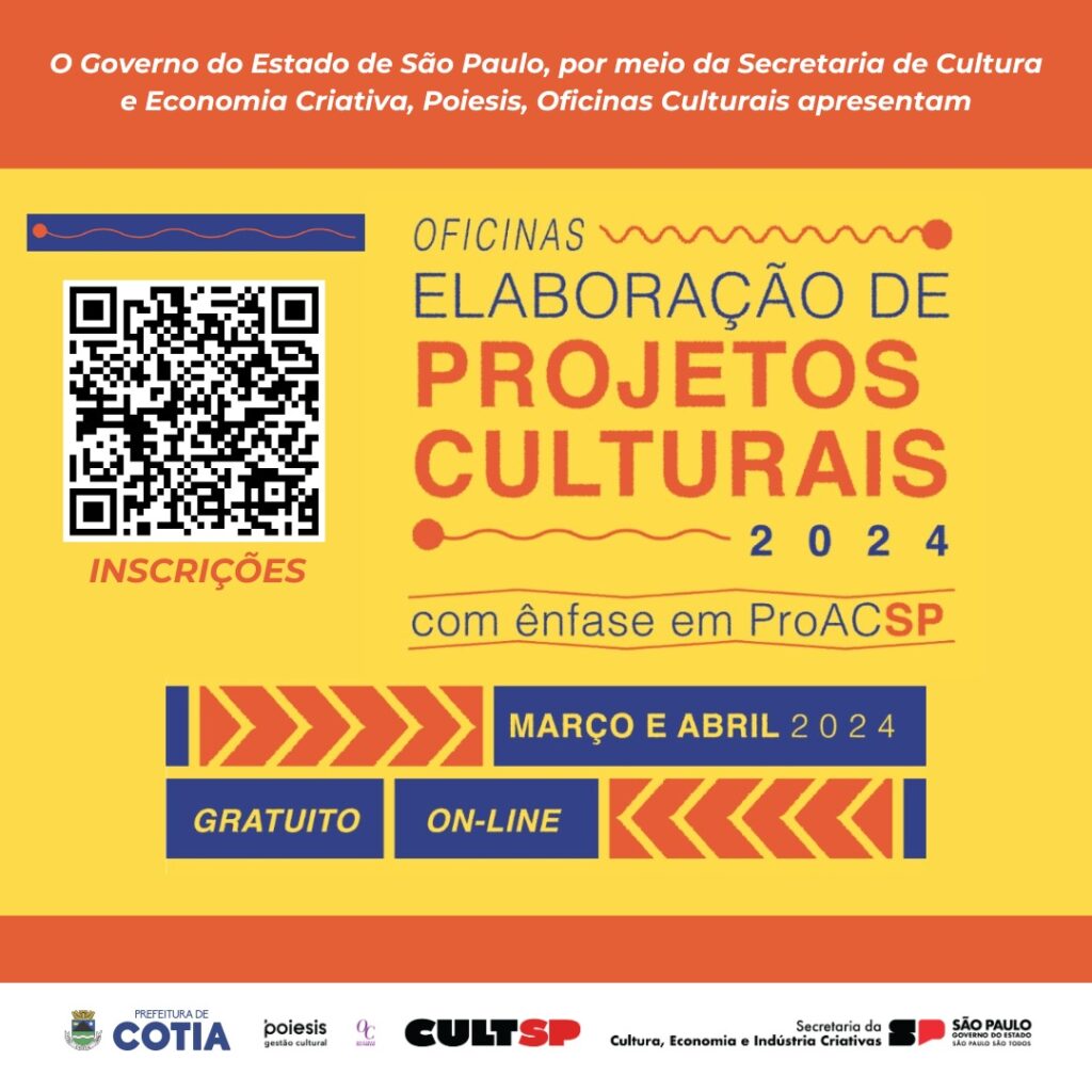 Inscrições abertas para oficina de ‘Elaboração de Projetos Culturais
