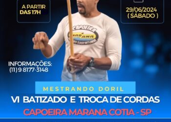 Grupo de Capoeira Marana de Cotia realizará o VI Batizado e Troca de Cordas neste sábado, dia 29/06