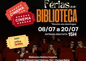 Nas férias escolares a diversão está garantida todos os dias com cinema gratuito na biblioteca