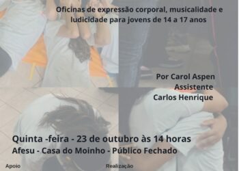 Dia 23/10, o projeto Sensasom volta à Casa do Moinho com oficinas para jovens