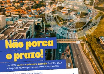 Dia 20 é a data de vencimento da 1ª parcela do IPTU e da cota única com desconto